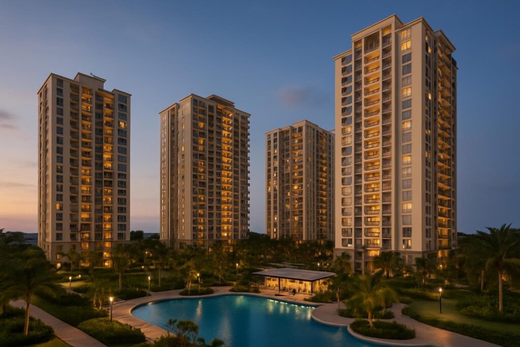 Interior dan eksterior apartemen modern di Batam dengan fasilitas dan lingkungan perkotaan